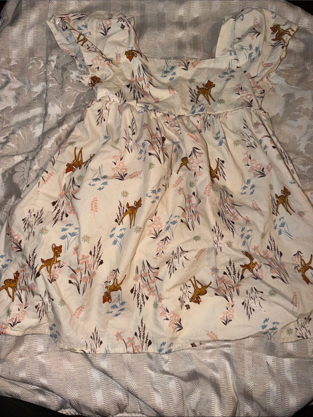 Disney Bambi Cream and Brown Smocked Dress